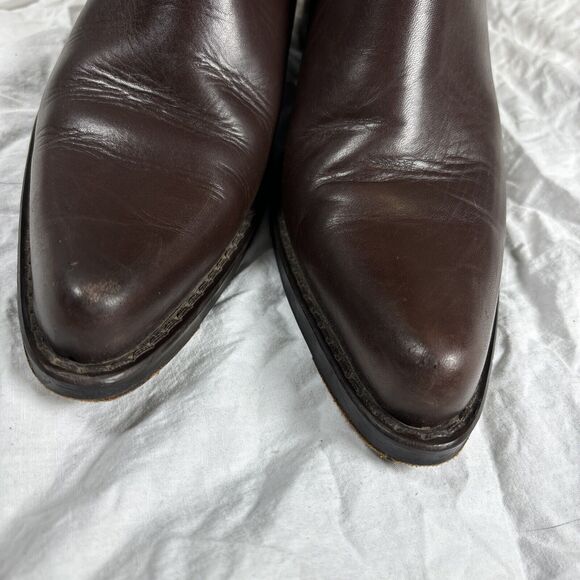 Coach Olivia Riding Boots Tan Suede Brown Leather 6‎ B Stacked Heel - Picture 6 of 16